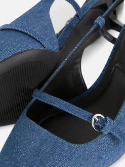 Chaussures À Talons|Denim|Primark Chaussures En Jean à Talon Bas Et Boucle Bleu foncé