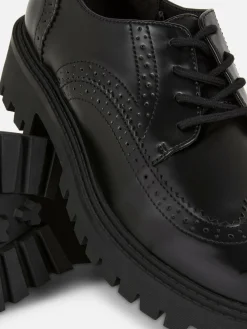 Ballerines|Primark Chaussures Richelieu épaisses à Lacets Noir