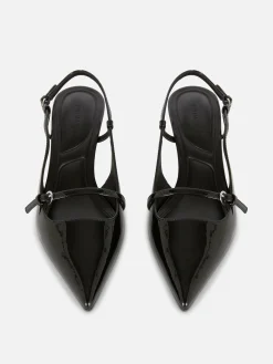 Vêtements Gothiques|Chaussures À Talons|Primark Chaussures Vernies à Talon Bas Et à Boucle Noir