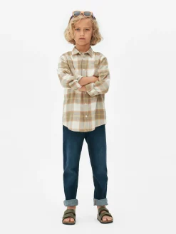 Chemises|Primark Chemise à Carreaux à Manches Longues Écru