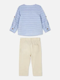 Ensembles Et Tenues|Primark Chemise à Manches Longues Et Pantalon à Cordon Grège