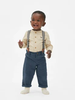 Ensembles Et Tenues|Primark Chemise Boutonnée Et Pantalon Avec Bretelles Grège