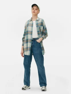 Chemises Et Blouses|Primark Chemise Coupe Boyfriend à Carreaux Bleu