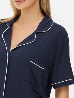Hauts De Pyjama|Primark Chemise De Maternité à Boutons Et à Manches Courtes Bleu marine