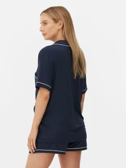 Hauts De Pyjama|Primark Chemise De Maternité à Boutons Et à Manches Courtes Bleu marine