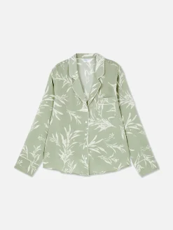 Hauts De Pyjama|Primark Chemise De Nuit En Satin à Motif Feuilles Vert clair