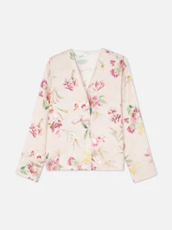 Hauts De Pyjama|Primark Chemise De Nuit En Satin Floral à Encolure En V Rose