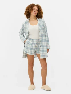 Chemises De Nuit Et Nuisettes|Primark Chemise De Nuit Longue En Flanelle à Carreaux Bleu