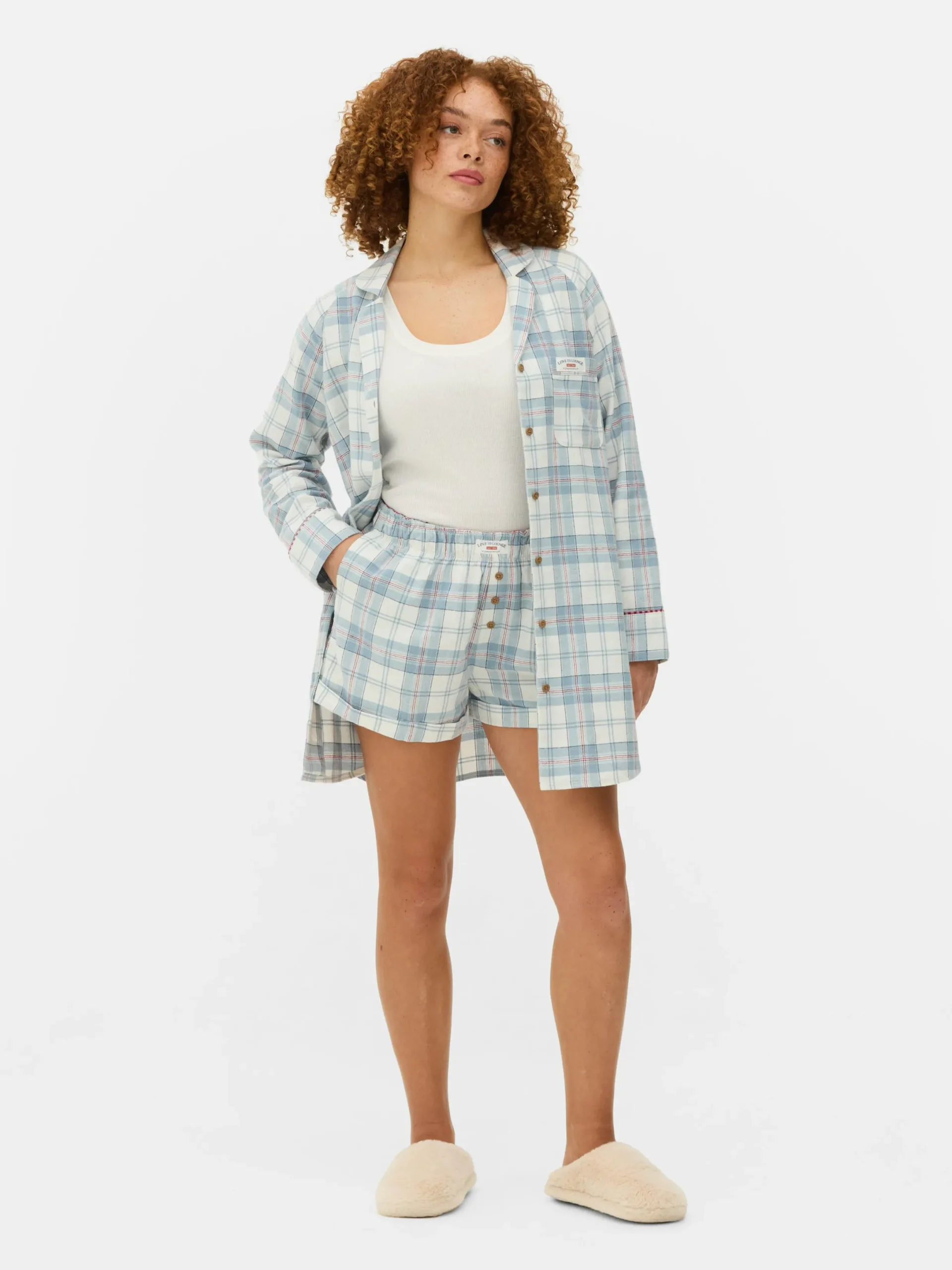 Chemises De Nuit Et Nuisettes|Primark Chemise De Nuit Longue En Flanelle à Carreaux Bleu