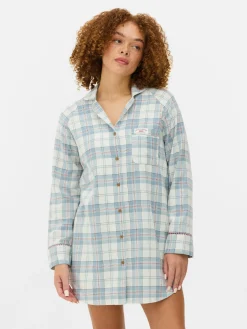 Chemises De Nuit Et Nuisettes|Primark Chemise De Nuit Longue En Flanelle à Carreaux Bleu