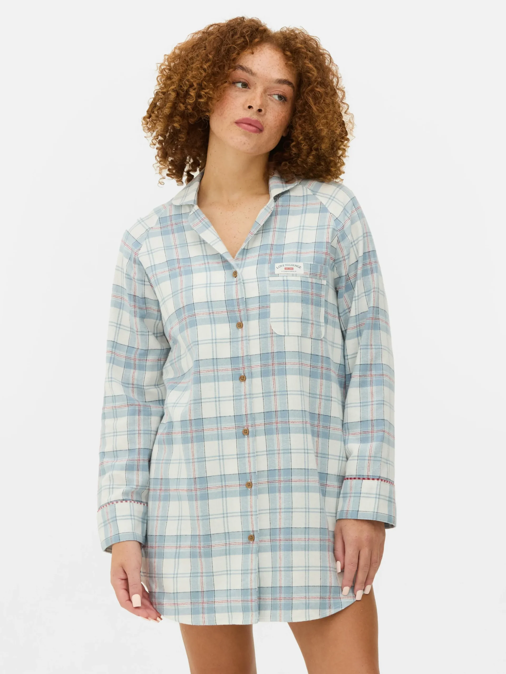 Chemises De Nuit Et Nuisettes|Primark Chemise De Nuit Longue En Flanelle à Carreaux Bleu
