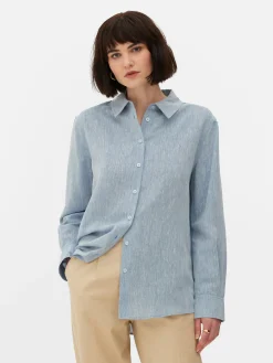 Chemises Et Blouses|Primark Chemise En Chambray à Manches Longues Bleu