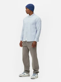 Chemises|Primark Chemise En Jacquard Rayé à Manches Longues Bleu clair