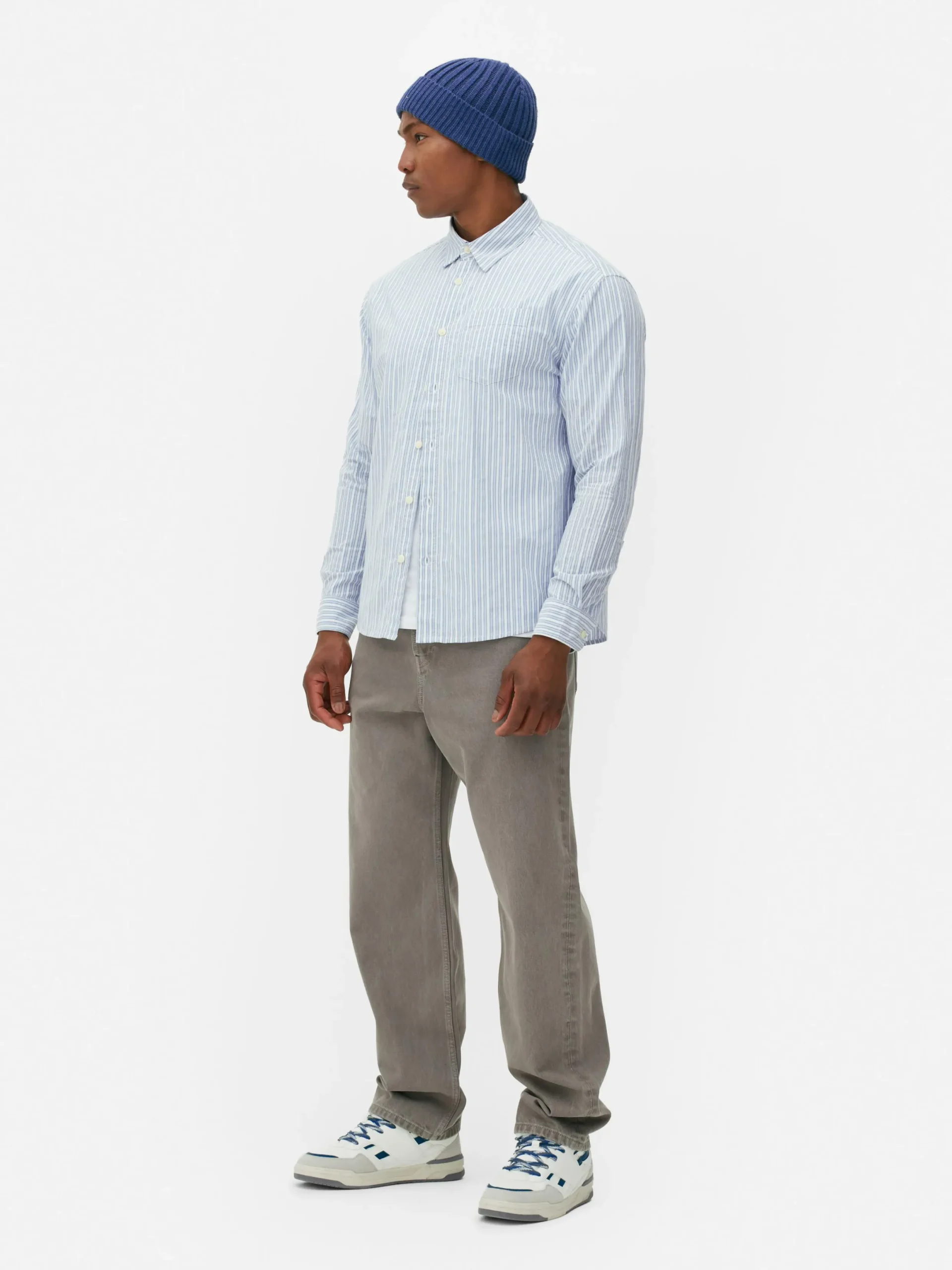 Chemises|Primark Chemise En Jacquard Rayé à Manches Longues Bleu clair