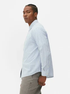 Chemises|Primark Chemise En Jacquard Rayé à Manches Longues Bleu clair