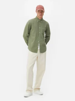 Chemises|Primark Chemise En Sergé De Coton à Manches Longues Vert clair