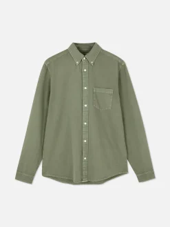 Chemises|Primark Chemise En Sergé De Coton à Manches Longues Vert clair