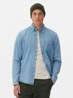 Chemises|Primark Chemise En Sergé De Coton à Manches Longues Bleu