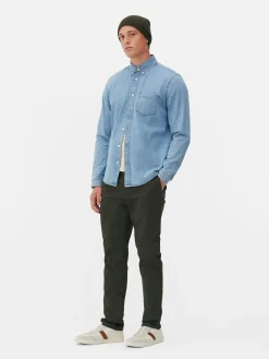 Chemises|Primark Chemise En Sergé De Coton à Manches Longues Bleu