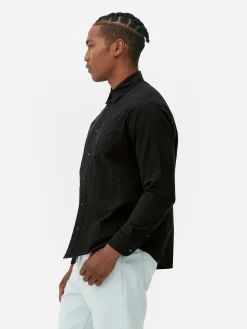 Chemises|Primark Chemise Jacquard à Manches Longues Noir