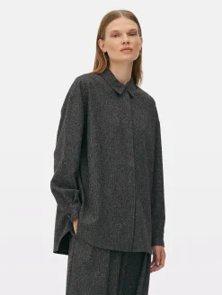 Chemises Et Blouses|Primark Chemise Mouchetée à Manches Longues à Coordonner The Edit Gris