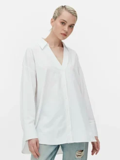Chemises Et Blouses|Primark Chemise Oversize En Popeline Blanc