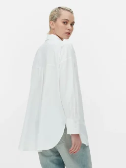 Chemises Et Blouses|Primark Chemise Oversize En Popeline Blanc