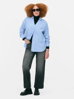 Chemises Et Blouses|Primark Chemise Oversize En Popeline Bleu