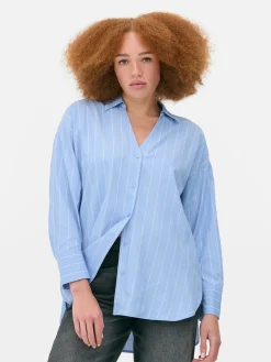 Chemises Et Blouses|Primark Chemise Oversize En Popeline Bleu
