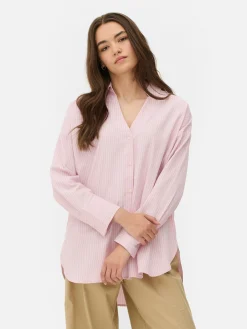 Chemises Et Blouses|Primark Chemise Oversize En Popeline Rose