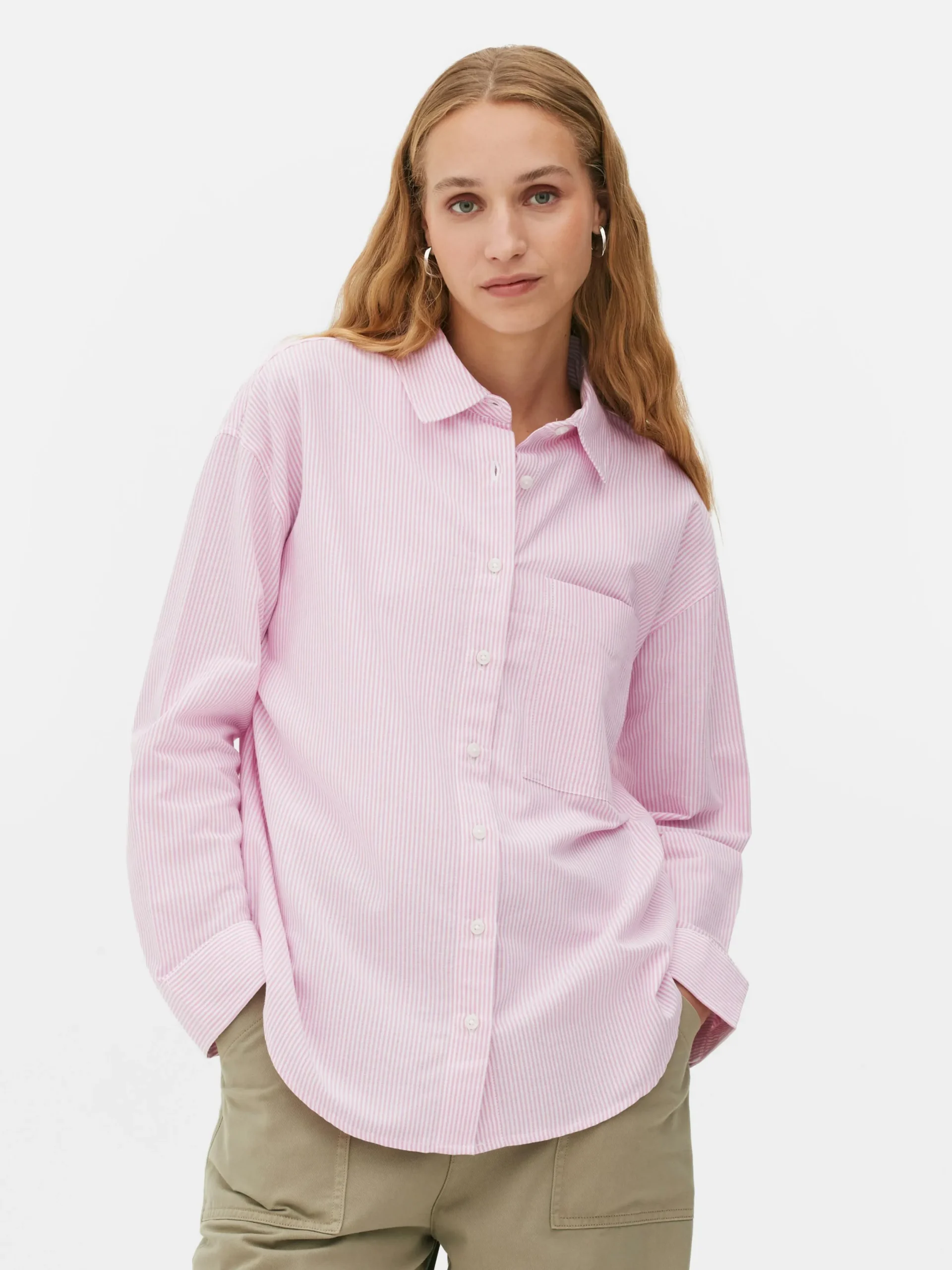 Chemises Et Blouses|Primark Chemise Oxford à Rayures Rose