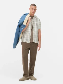 Chemises|Primark Chemise Texturée à Carreaux Et à Manches Courtes Fauve