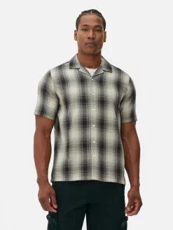 Chemises|Primark Chemise Texturée à Carreaux Et à Manches Courtes Noir/Blanc