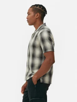 Chemises|Primark Chemise Texturée à Carreaux Et à Manches Courtes Noir/Blanc