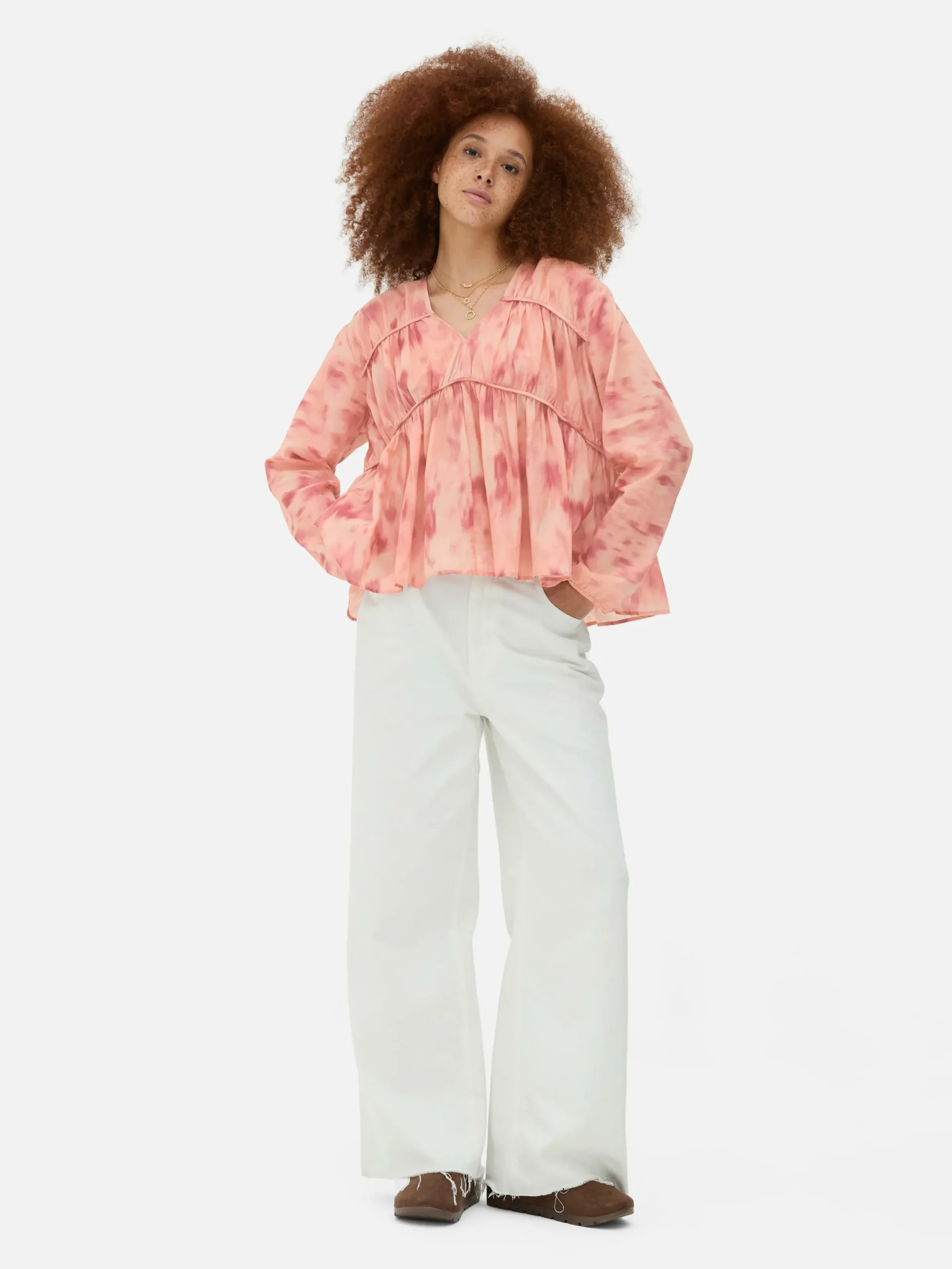 Chemises Et Blouses|Primark Chemisier à Smock En Voile Drapé Rose