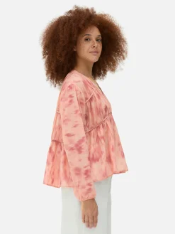 Chemises Et Blouses|Primark Chemisier à Smock En Voile Drapé Rose