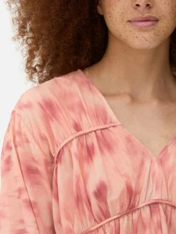 Chemises Et Blouses|Primark Chemisier à Smock En Voile Drapé Rose