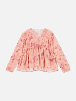 Chemises Et Blouses|Primark Chemisier à Smock En Voile Drapé Rose