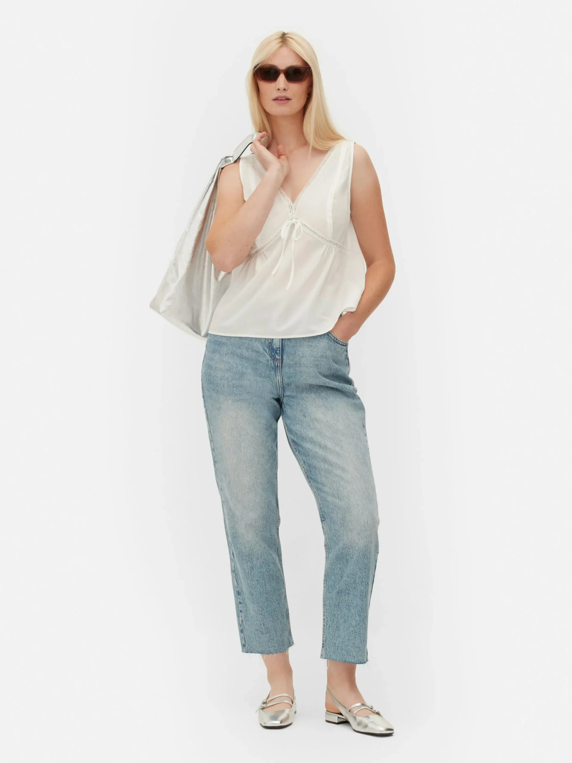 Chemises Et Blouses|Primark Chemisier Sans Manches à Col En V Blanc