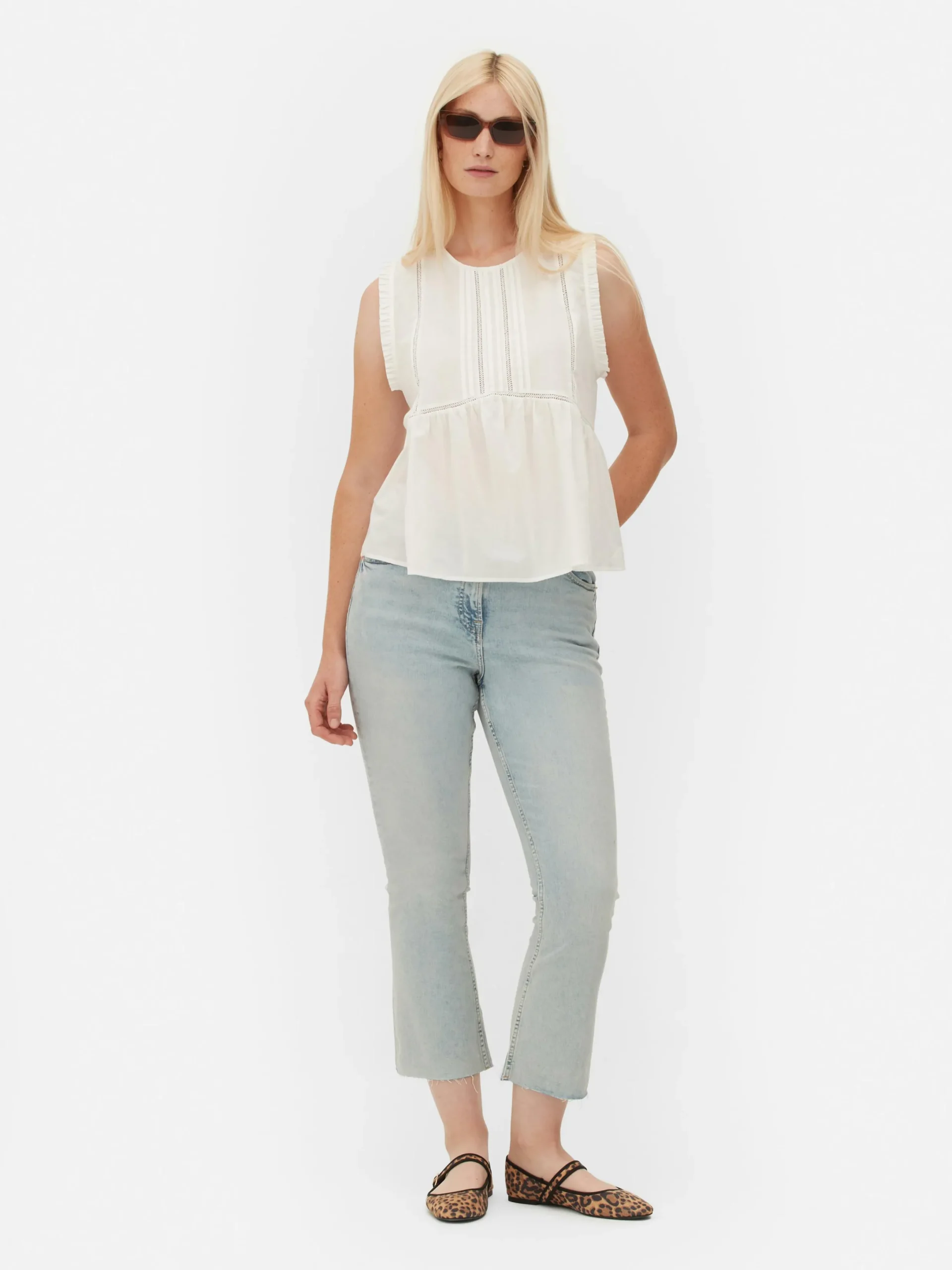 Chemises Et Blouses|Primark Chemisier Sans Manches à Volants Blanc