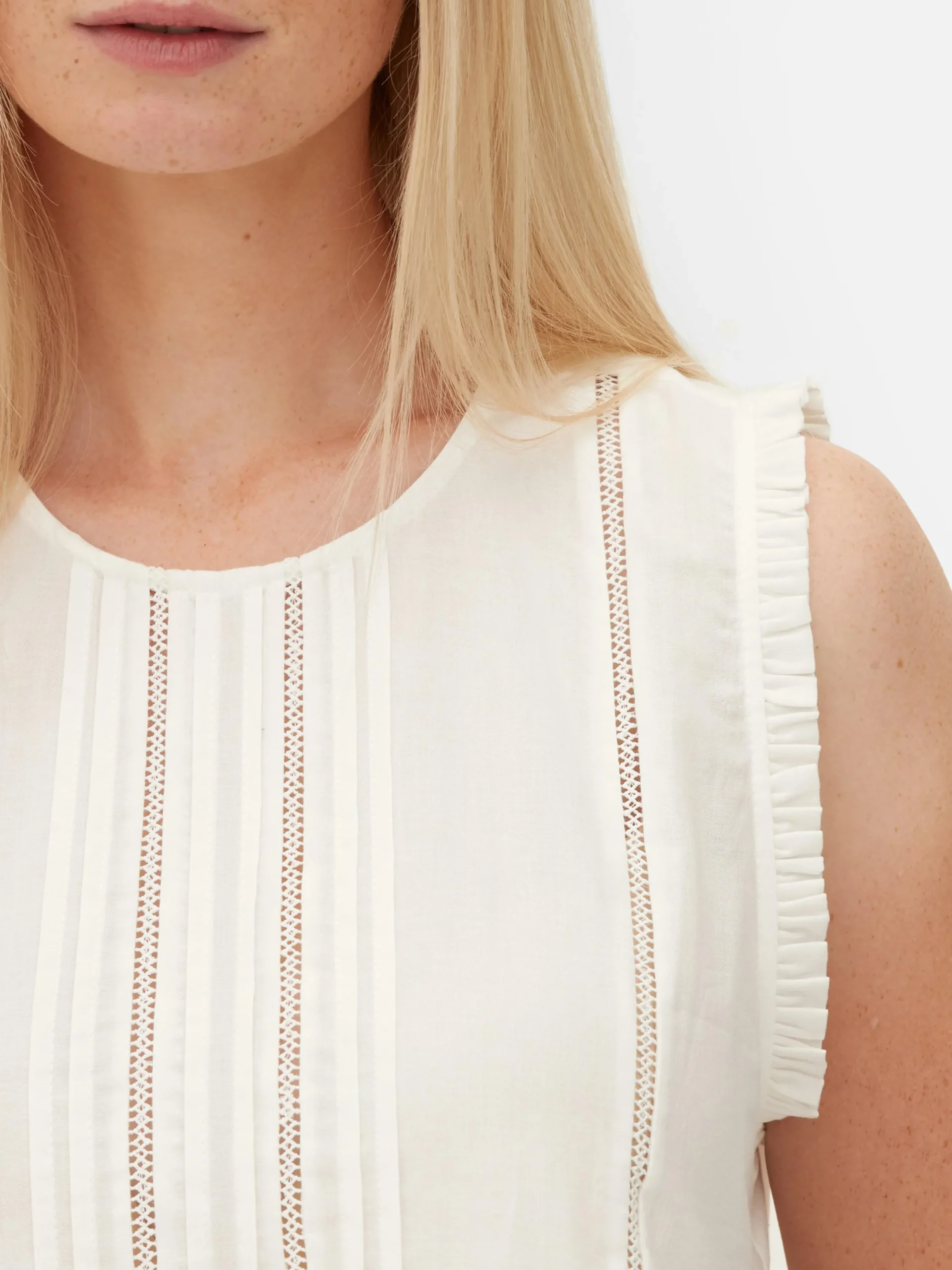 Chemises Et Blouses|Primark Chemisier Sans Manches à Volants Blanc