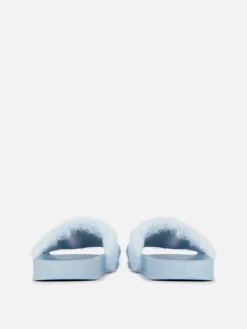 Sandales Et Tongs|Primark Claquettes De Piscine En Fausse Fourrure Disney Bleu