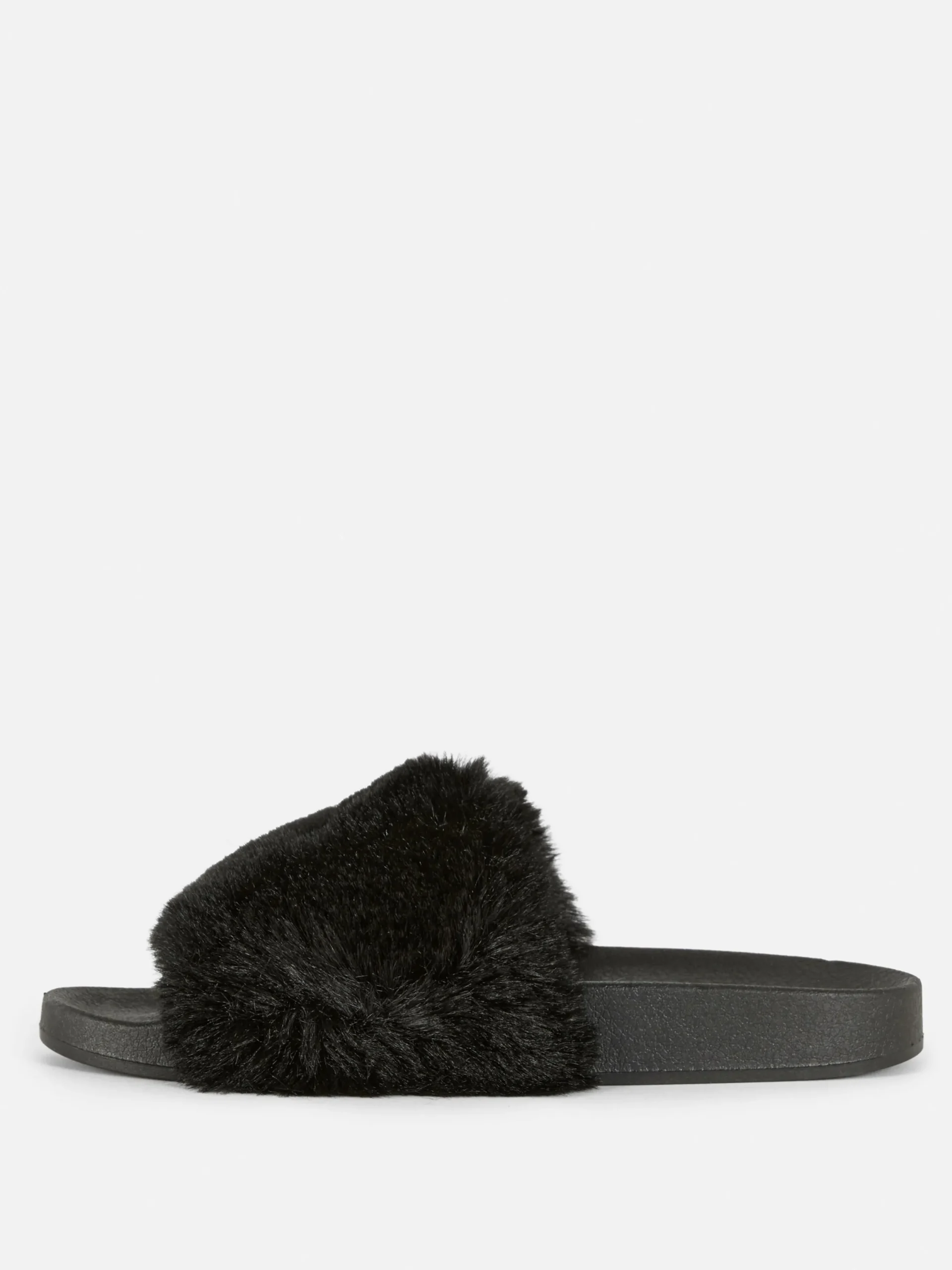 Tongs Et Claquettes|Primark Claquettes En Fausse Fourrure Noir