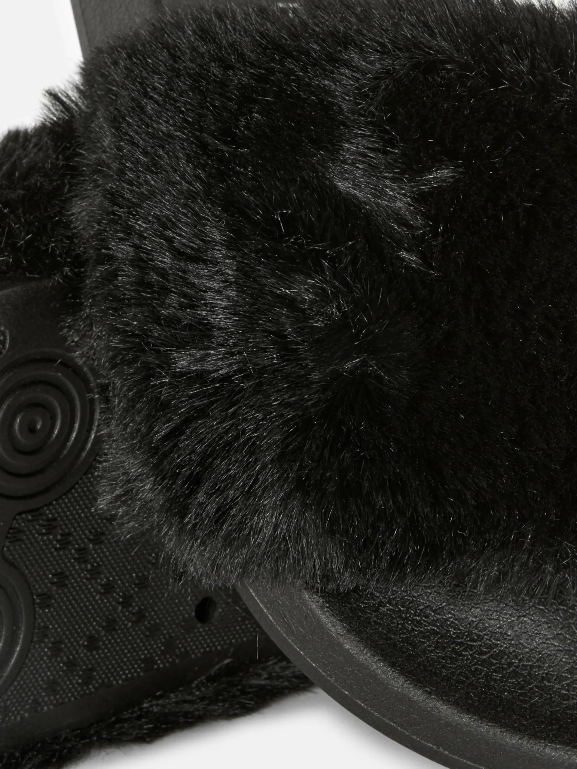 Tongs Et Claquettes|Primark Claquettes En Fausse Fourrure Noir