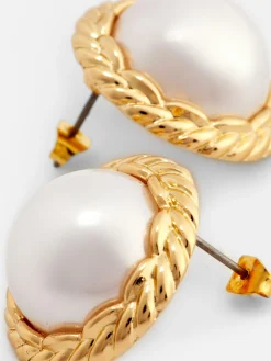 Bijoux|Primark Clous D'oreilles Torsadés à Fausses Perles Jaune