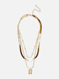 Bijoux|Primark Collier à Superpositions Bouffant Avec Initiale Jaune