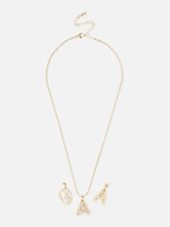 Bijoux|Primark Collier Initiales à Pendentifs Multiples Jaune