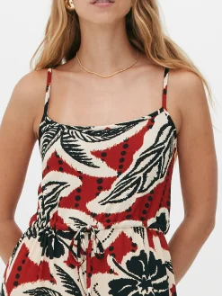 Combinaisons Et Combi-Shorts|Primark Combinaison En Crêpe Texturé Avec Lien à Nouer Rouge