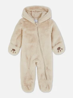 Grenouillères Et Gigoteuses|Primark Combipilote Ours En Fausse Fourrure Beige