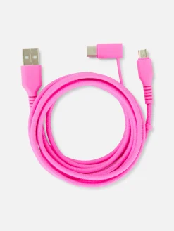 Chargeurs|Primark Cordon De Charge Double De Deux Mètres Rose foncé